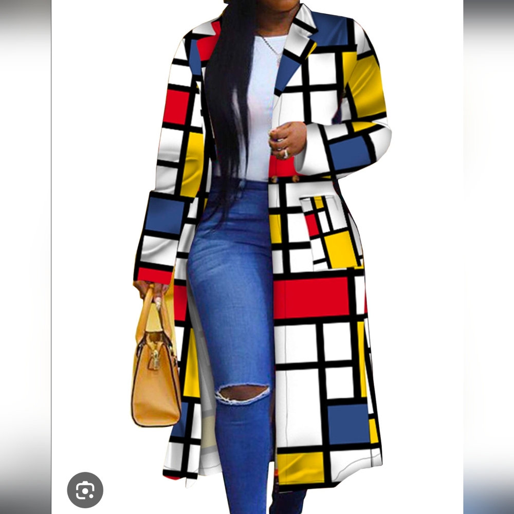 Colorful Geometric Long Coat